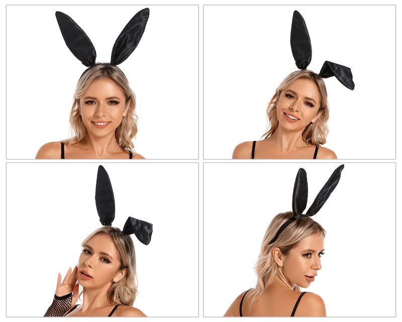 DS.DISTINCTIVE STYLE DS. DISTINCTIVE STYLE Easter Headband Bunny Ears Headband Rabbit Ear Hair Accessories - Black - Image 3